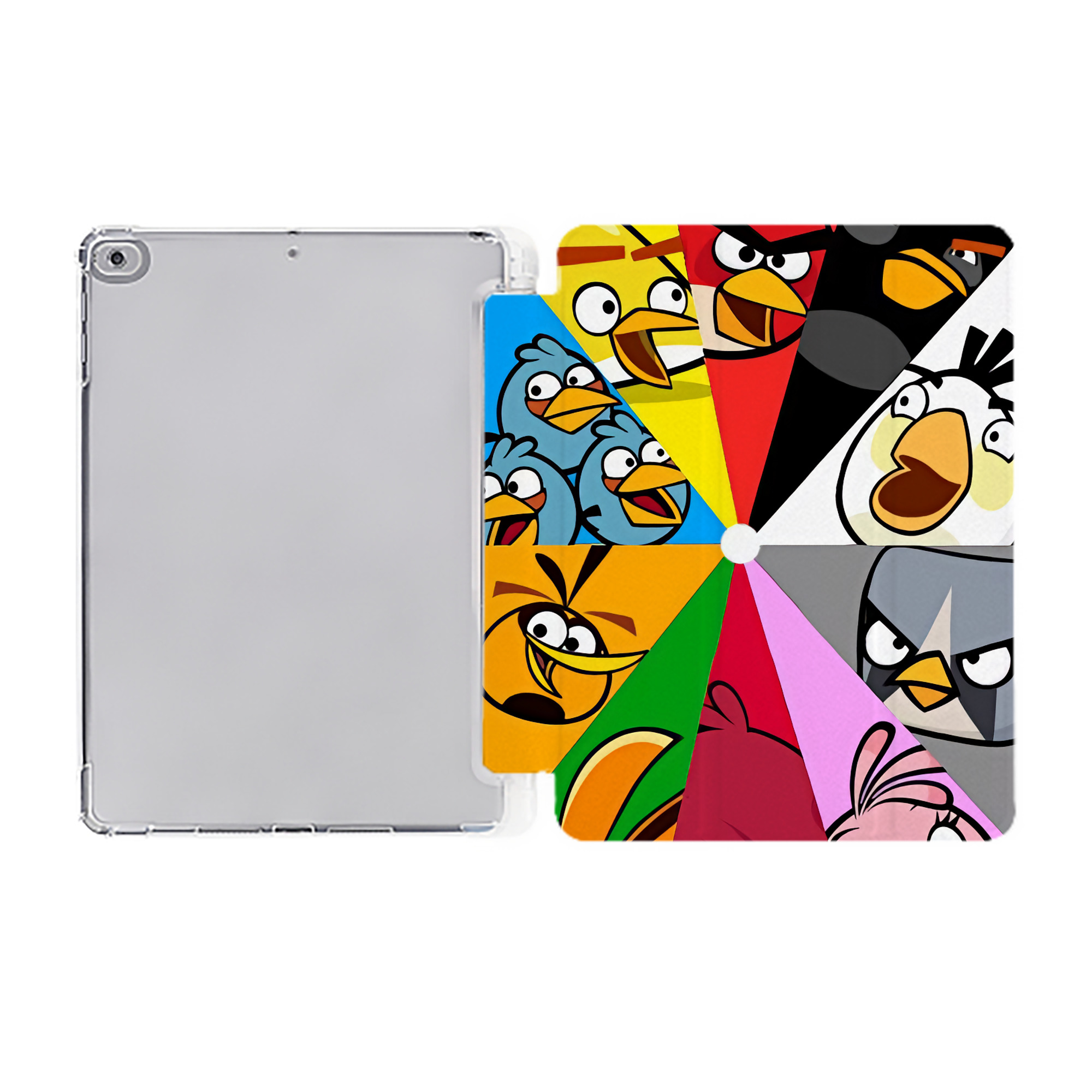 （画像用） Angry Birds アングリーバード IPad ケース ペン収納付き 三つ折りスタンド PUレザー×シリコン 対応機種9.5/10.5/10.9インチ